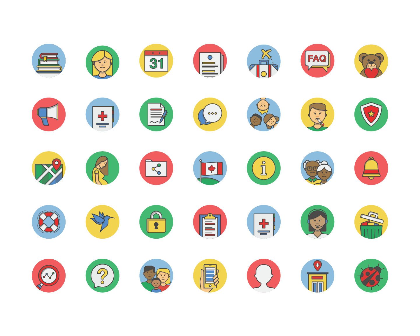 A wide array of colourful icons.