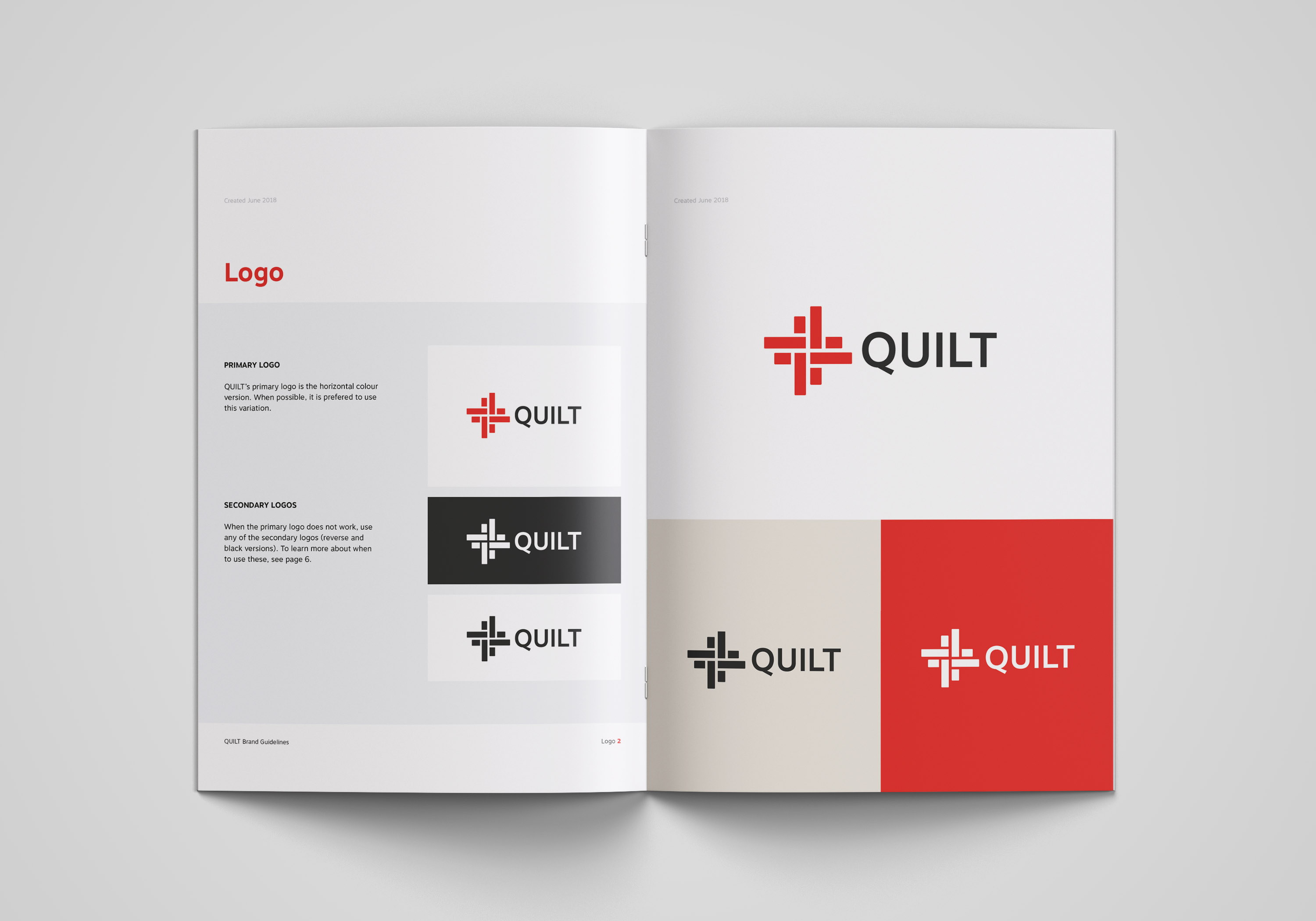 Branding guidelines spread about the different available logos.