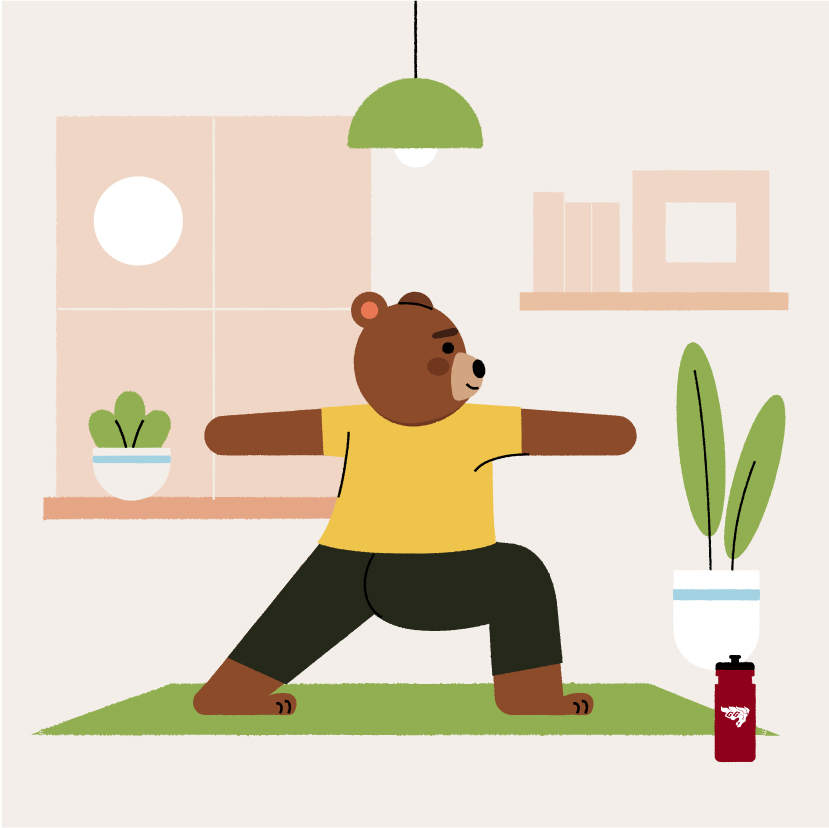Illustration of a bear doing yoga.